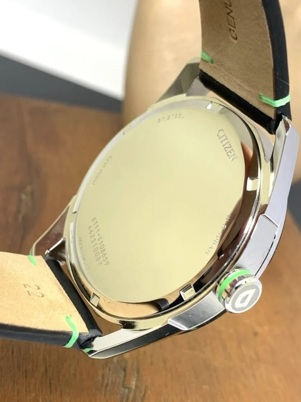 Citizen Men's Watch BM6980-08E Eco-Drive Green Black Dial Leather Band 42mm